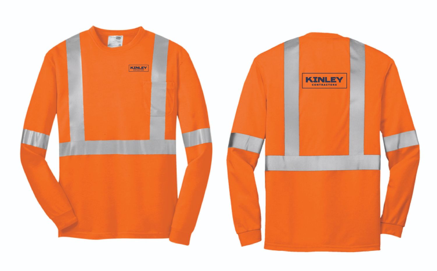 Kinley Cornerstone Safety Pocket Long Sleeve | CS401LS Safety Orange/Reflective