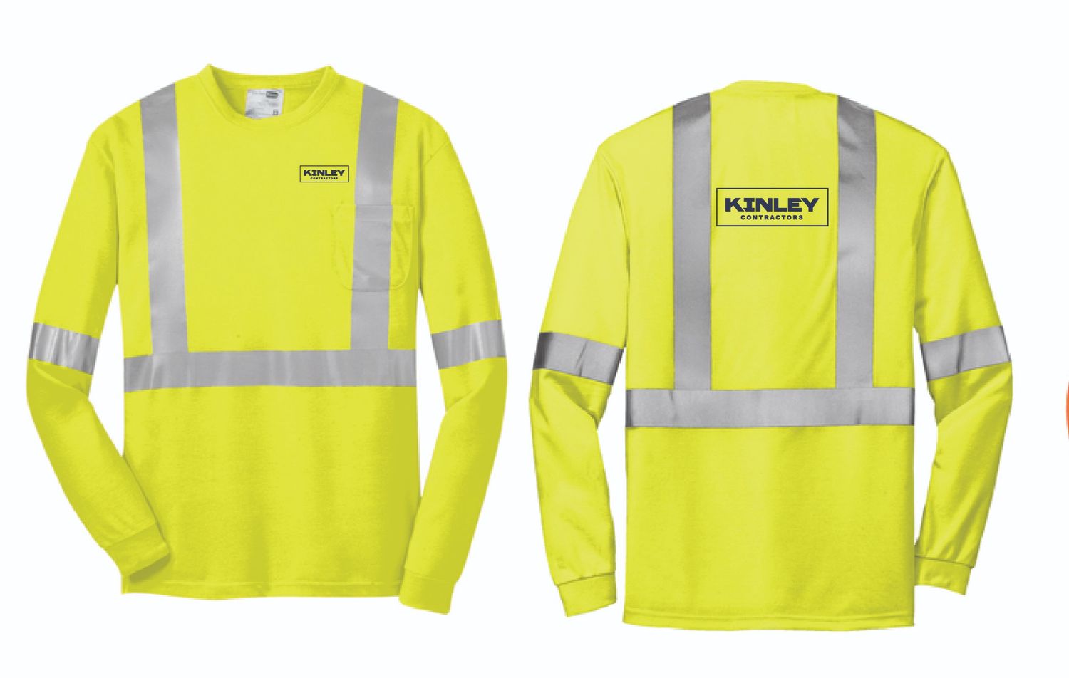 Kinley Cornerstone Safety Pocket Long Sleeve | CS401LS Safety Yellow/ Reflective