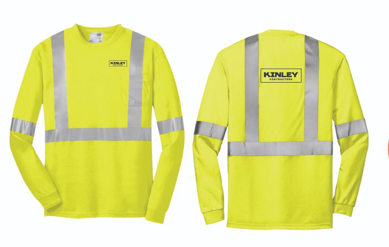 Kinley Cornerstone Safety Pocket Long Sleeve | CS401LS Safety Yellow/ Reflective