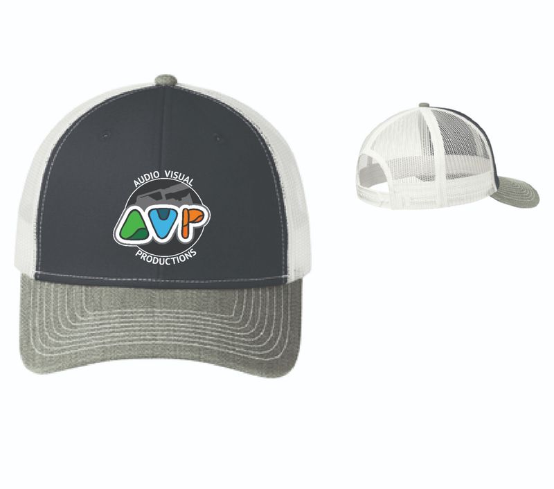 AVP Snapback Trucker Hat | C112, Rich Navy/Heather Grey/White