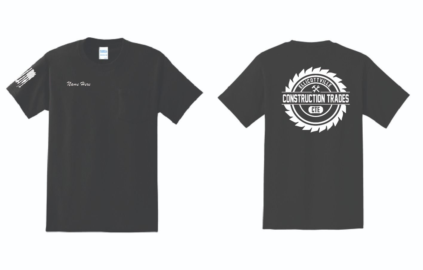 Ellicottville Construction Trades CTE Pocket Tshirt | PC61PT/PC61P Black