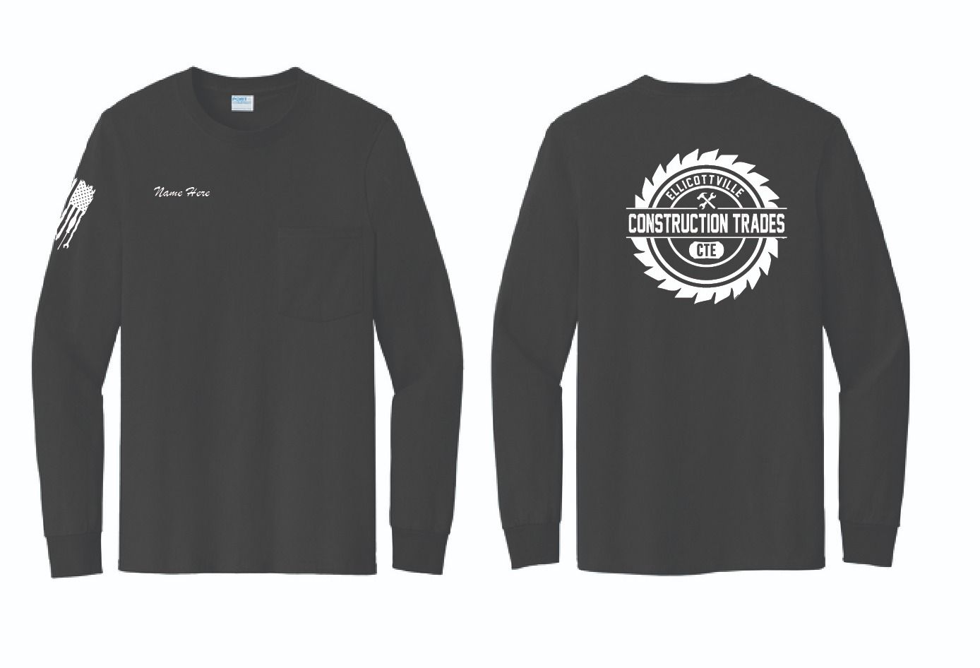 Ellicottville Construction Trades CTE Pocket Long Sleeve | PC61LSPT/PC61LSP Black