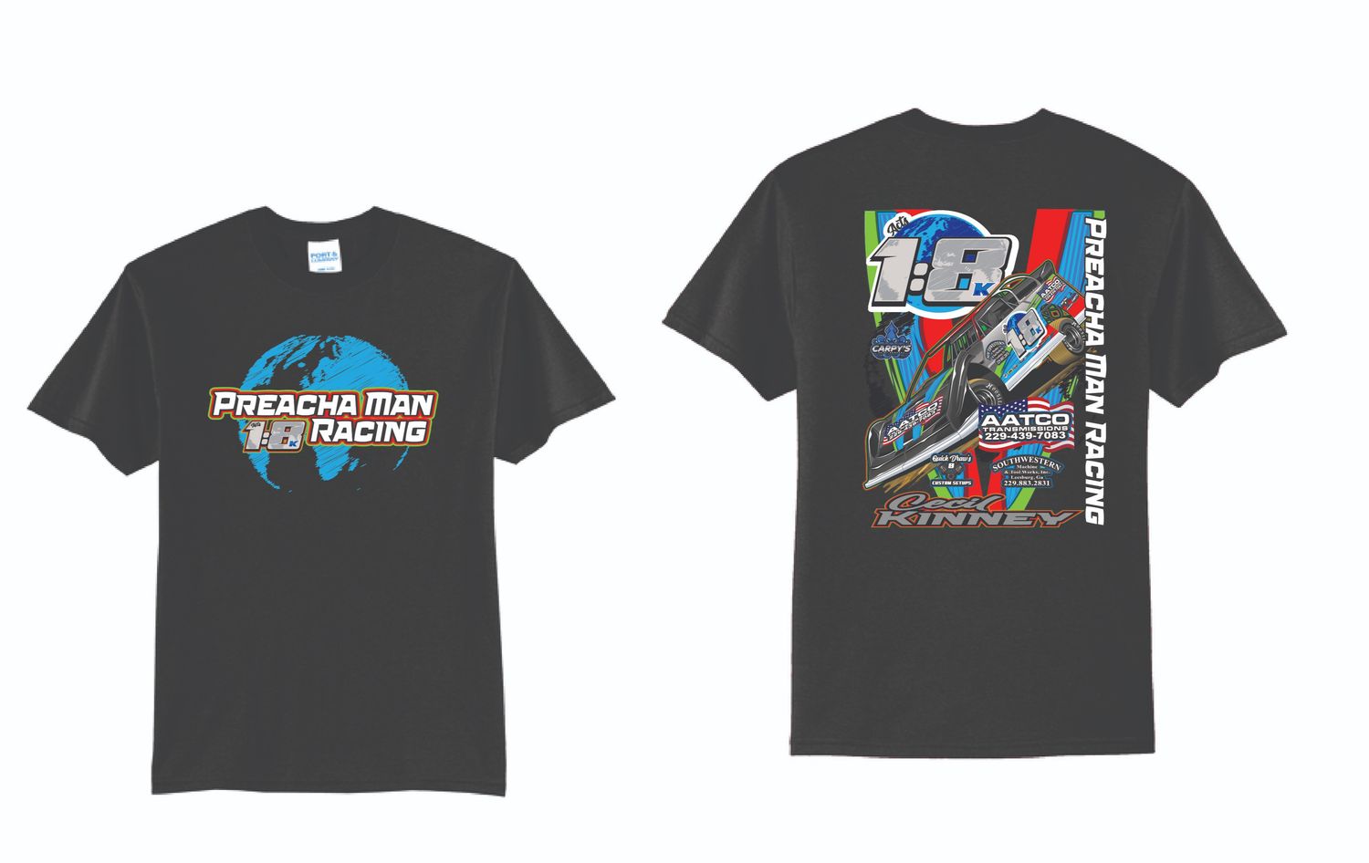 Preacha Man Racing TShirt | PC55 Black