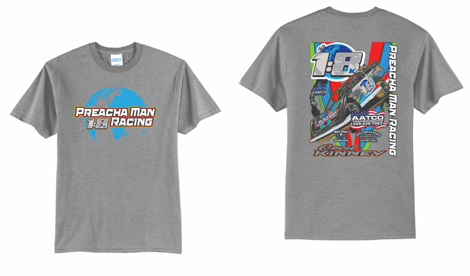 Preacha Man Racing TShirt | PC55 Athletic Heather
