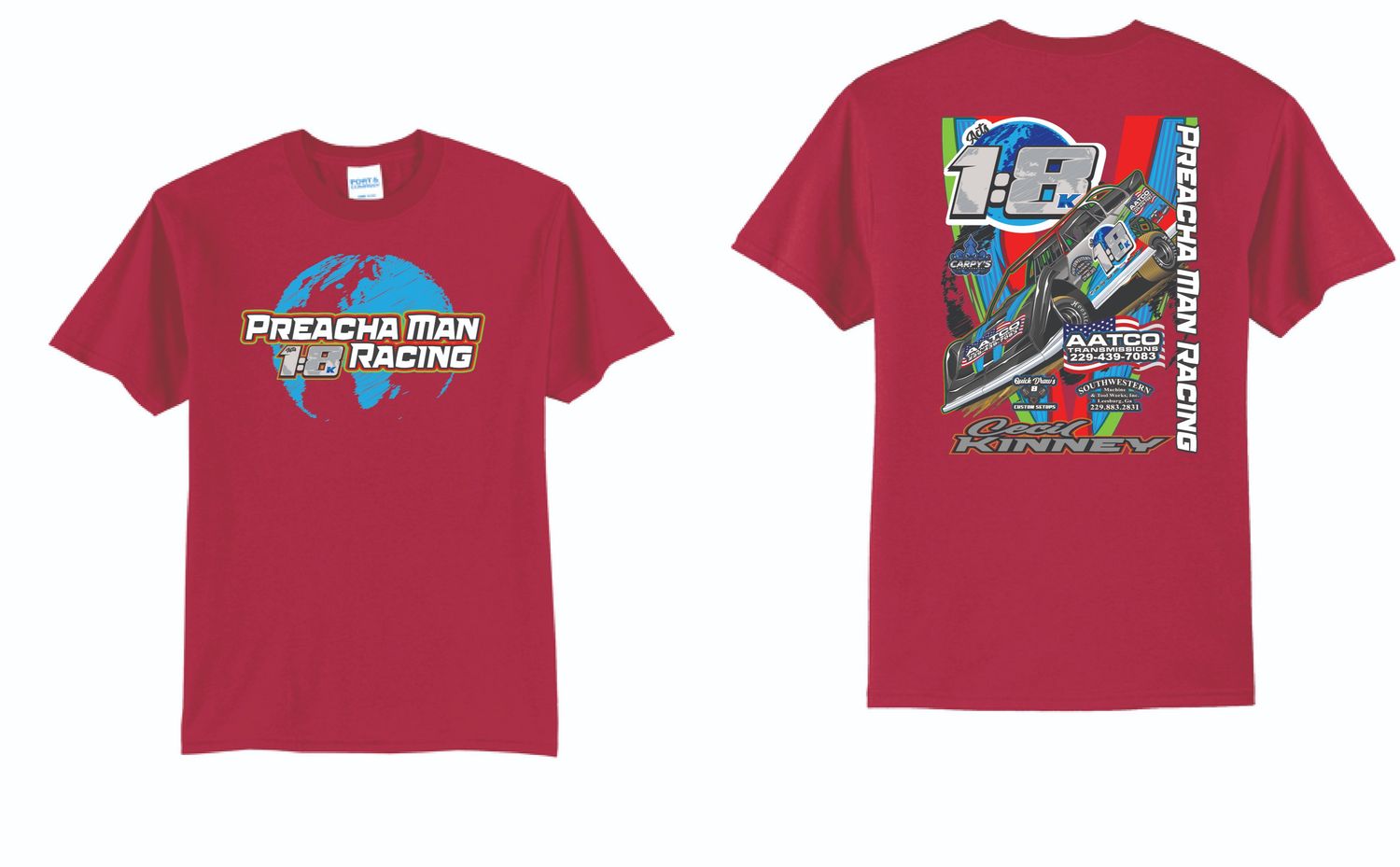 Preacha Man Racing TShirt | PC55 Red