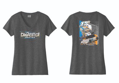 2025 Travis Carpenter Ladies VNeck | LPC450V Dark Heather Grey