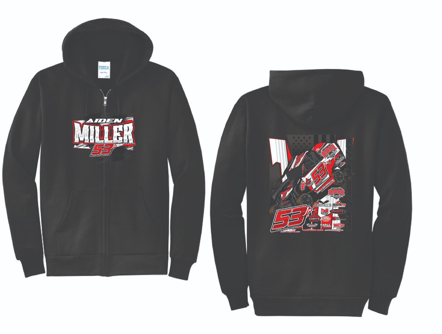 2025 Aiden Miller Zip Up Hoodie | PC78ZH Black