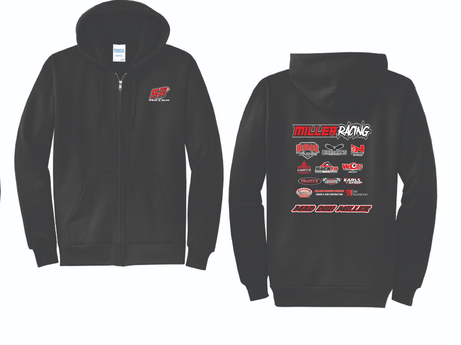 2025 Miller Racing Zip Up Hoodie | PC78ZH Black