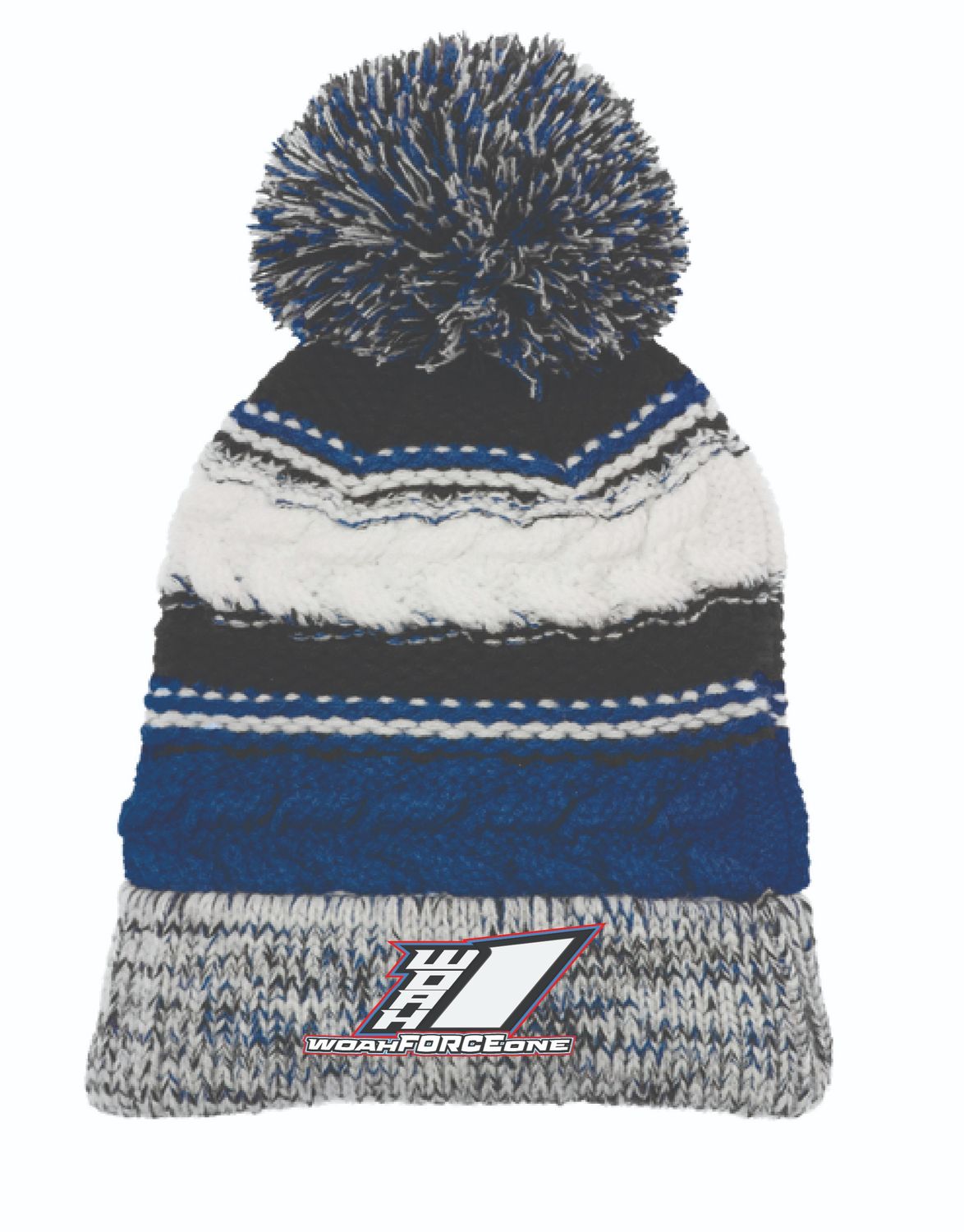 2025 Woah Force One Pom Beanie | STC21 True Royal/Black/White