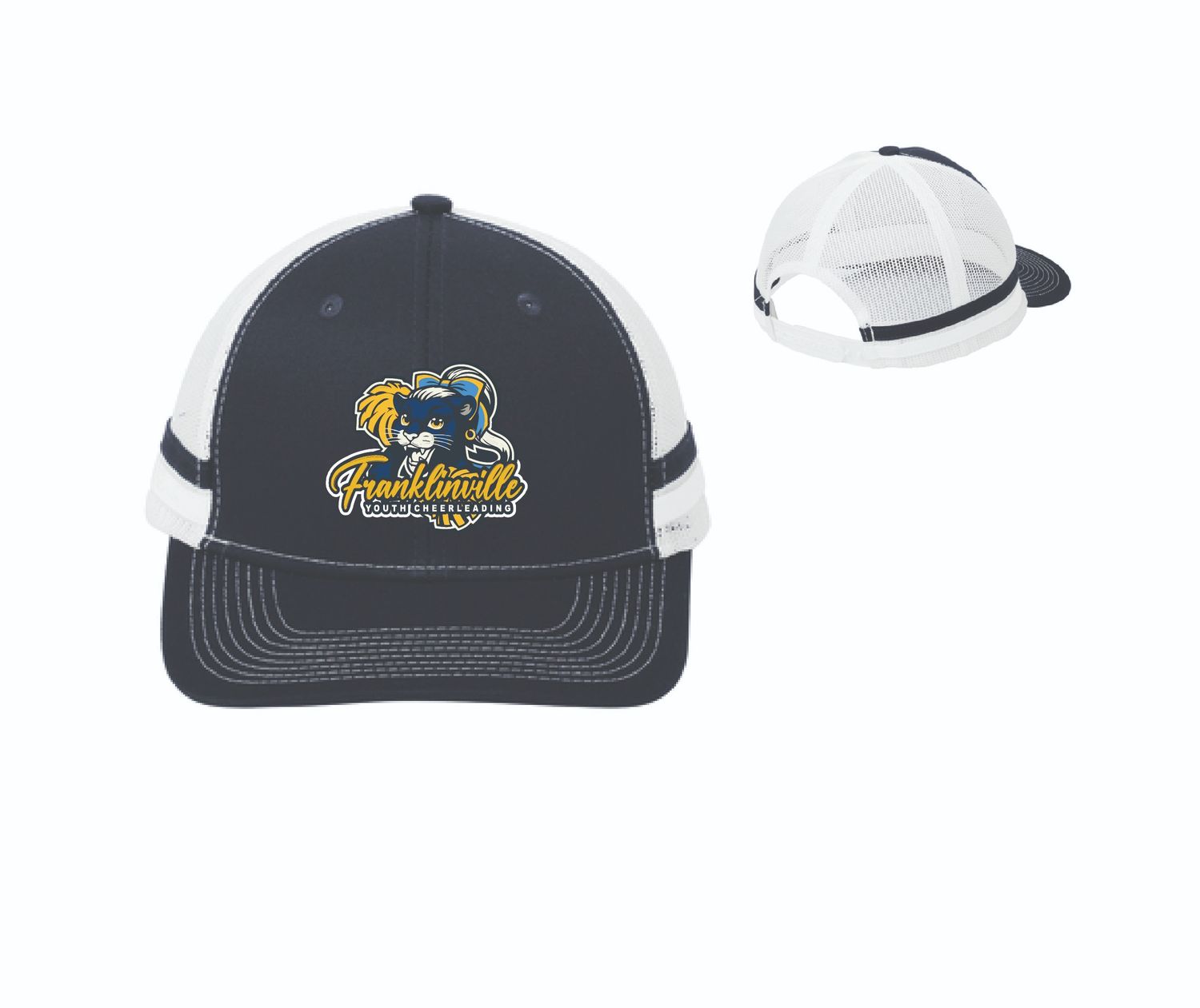 Franklinville Youth Cheer Trucker Hat | C113 Rich Navy/Rich Navy/White