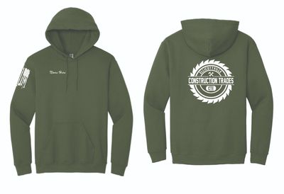 Ellicottville Construction Trades CTE Hoodie | 18500 Military Green