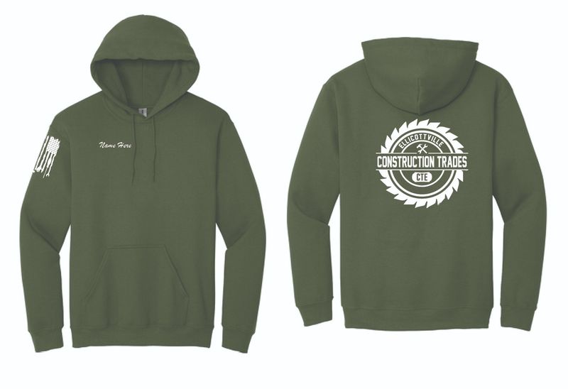 Ellicottville Construction Trades CTE Hoodie | 18500 Military Green