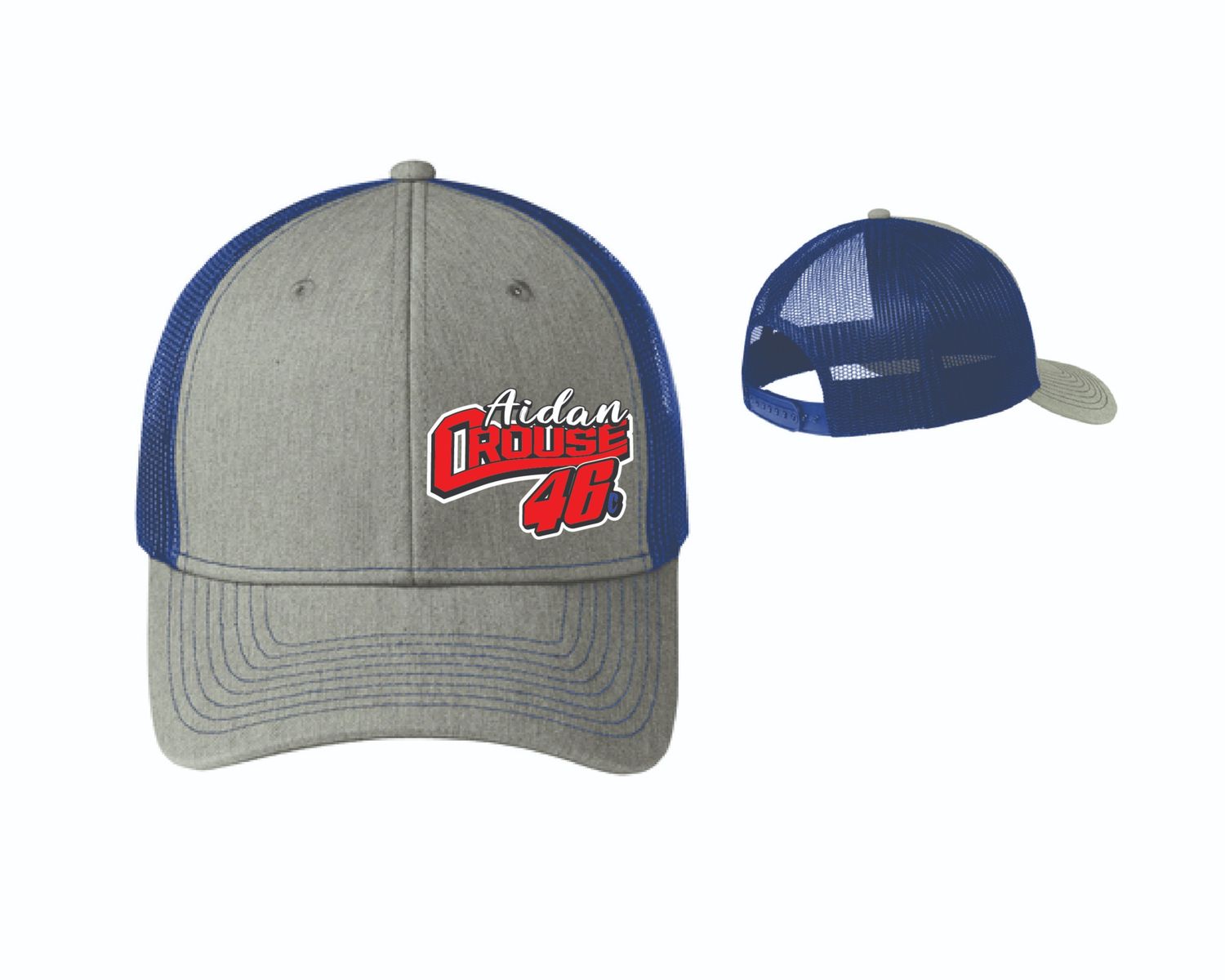 2025 Aidan Crouse Trucker Hat | C112 Heather Grey/Patriot Blue