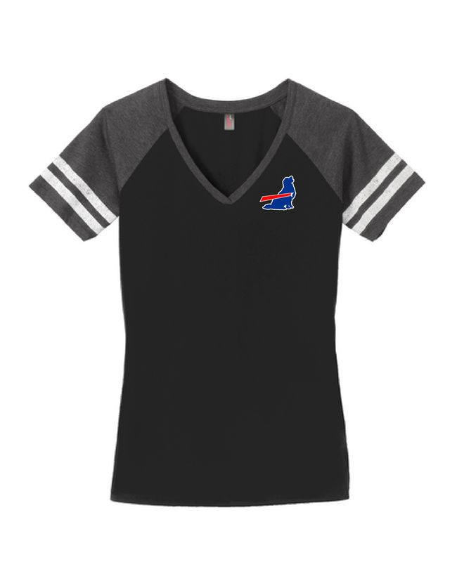 Golden Retriever Buffalo Women&#39;s V-Neck | DM476 Black/Heathered Charcoal