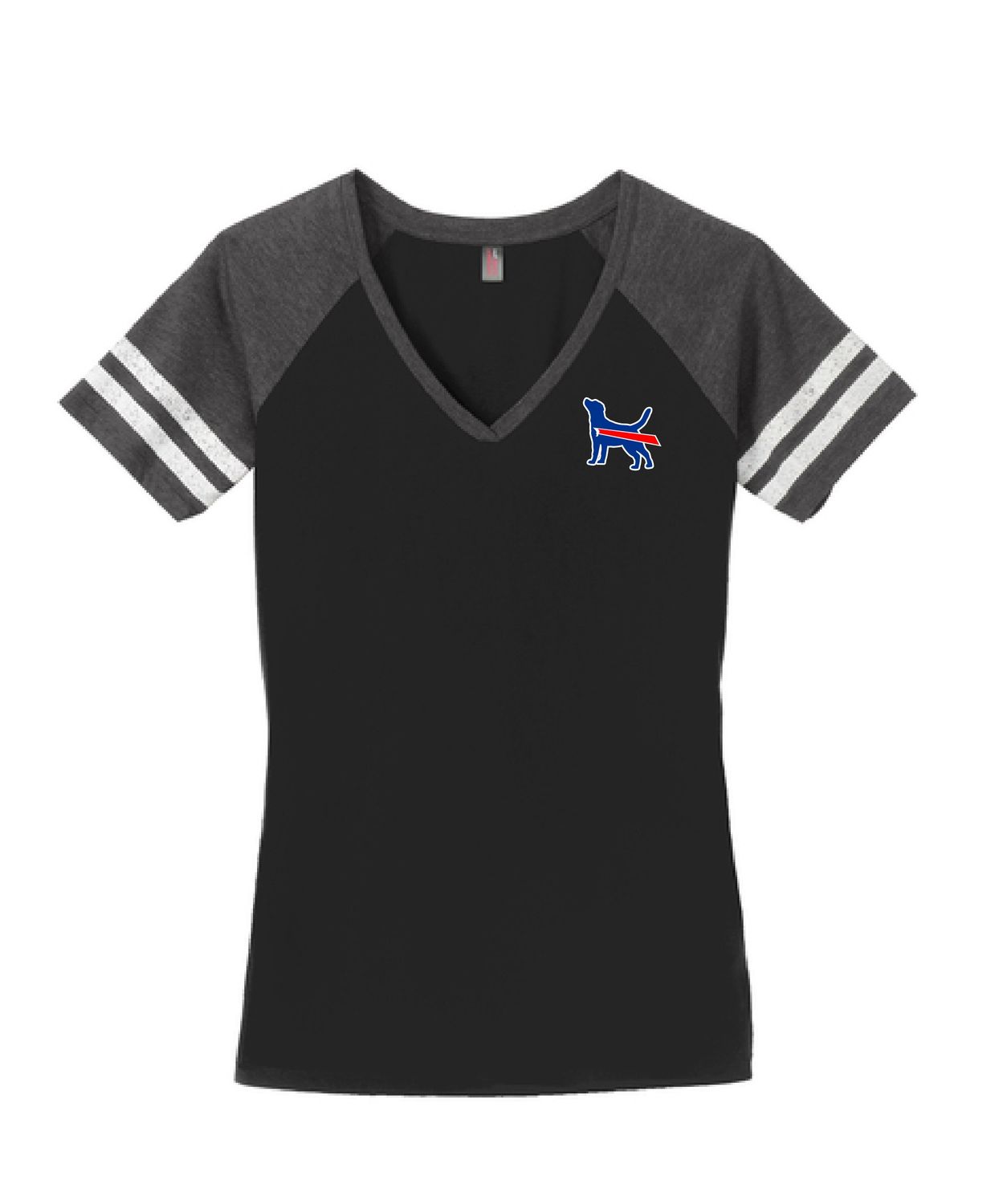 Labrador Retriever Buffalo Women's V-Neck | DM476 Black/Heathered Charcoal