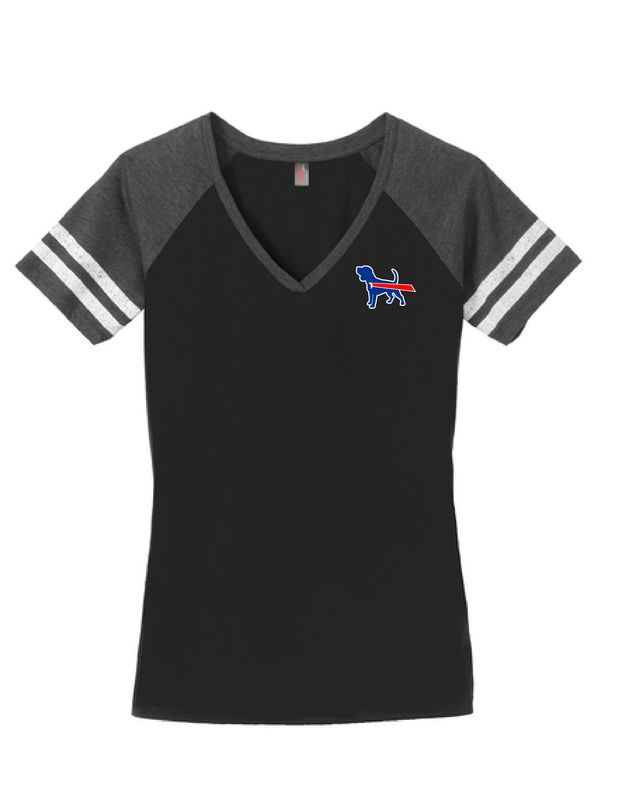 Beagle Buffalo Women&#39;s V-Neck | DM476 Black/Heathered Charcoal