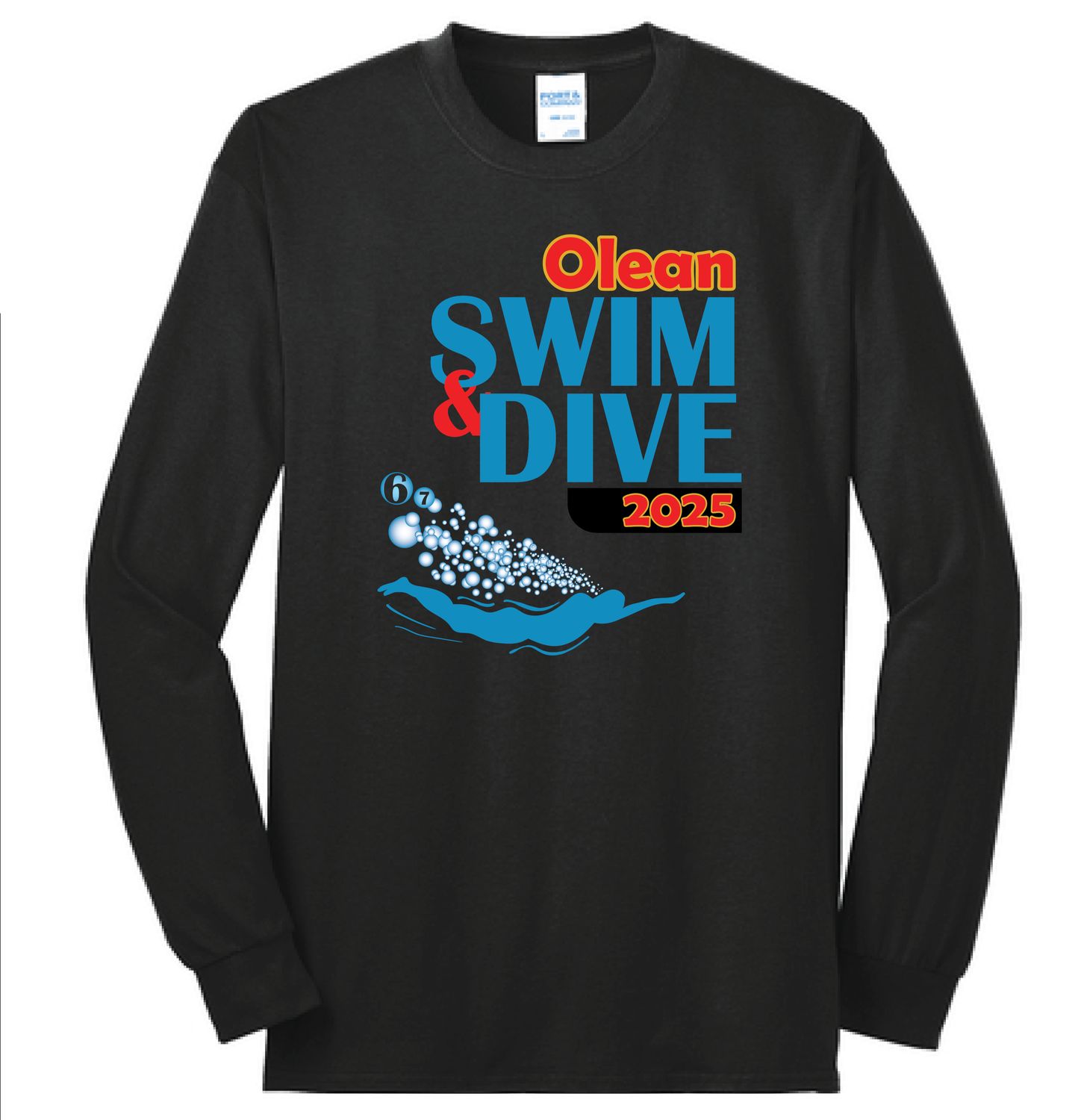 2025 Olean Swim &amp; Dive Long Sleeve Shirt | PC55LS Black