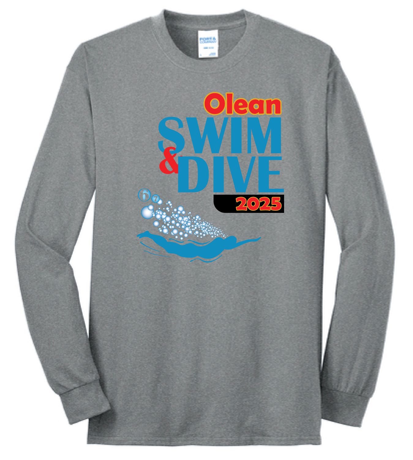 2025 Olean Swim &amp; Dive Long Sleeve Shirt | PC55LS Athletic Heather