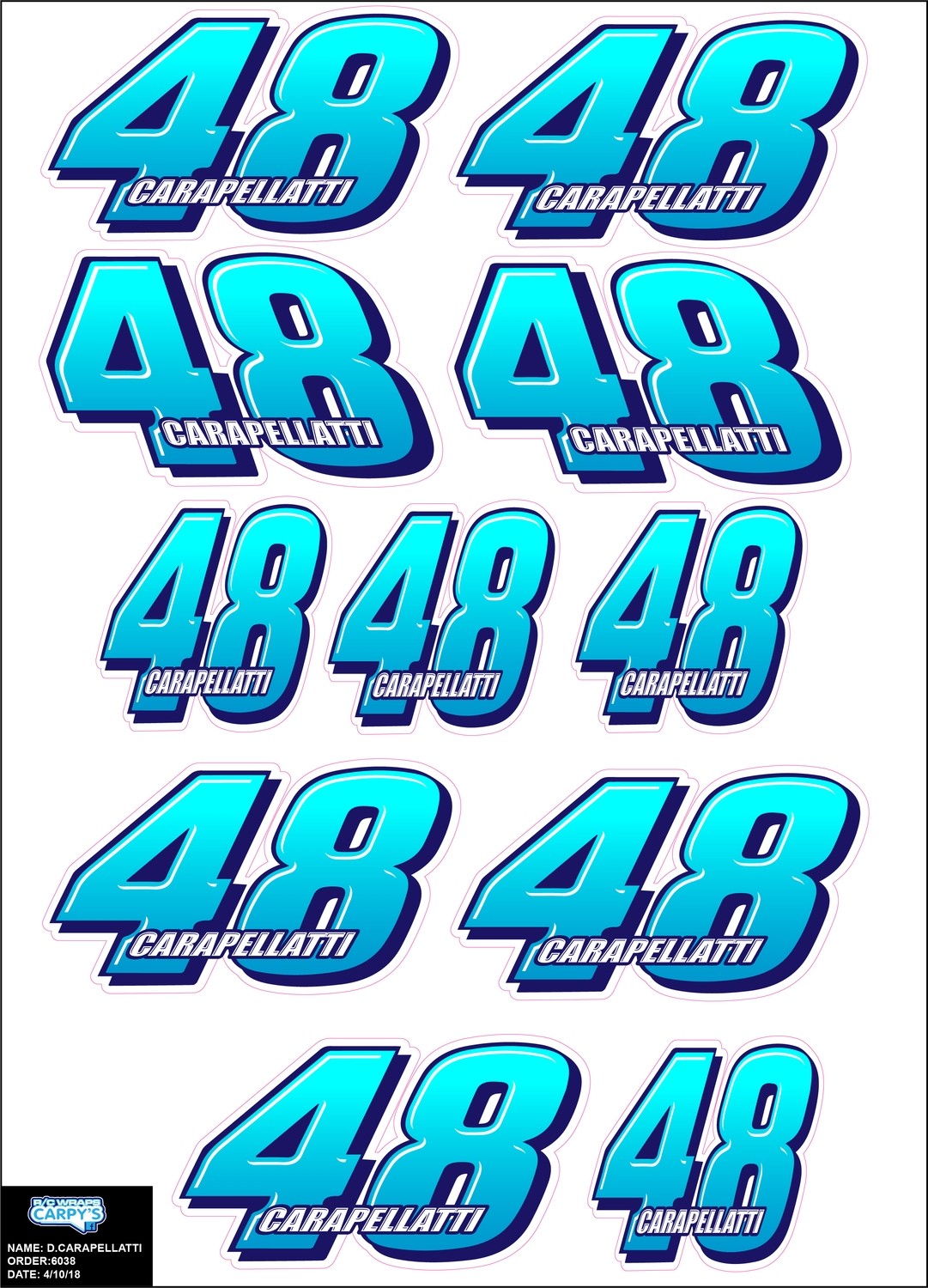 R/C Number Decal Sheet