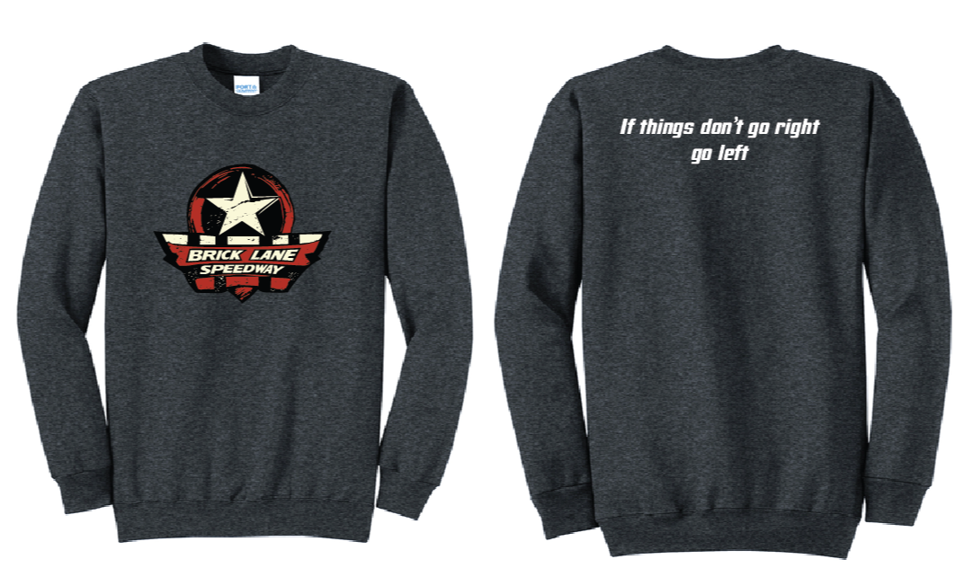 Brick-Lane - Go Left Crewneck | PC78 Dark Heather Grey