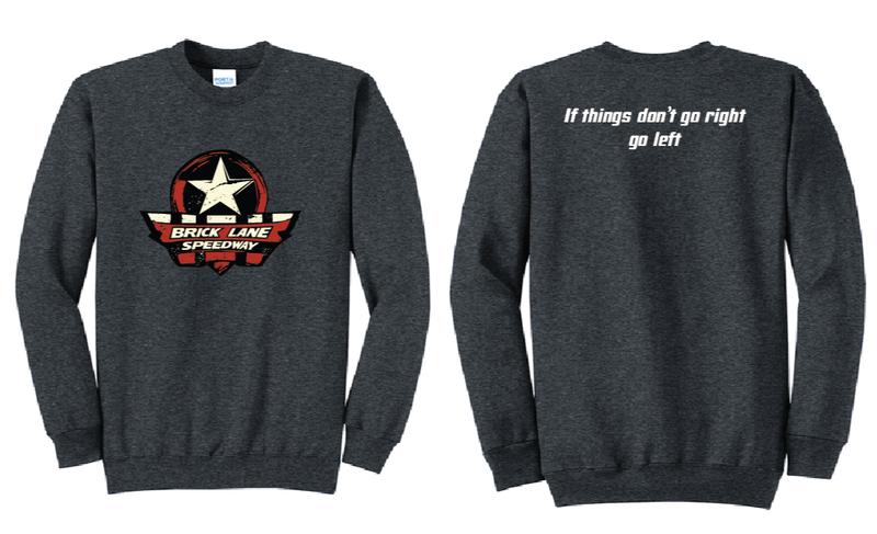 Brick-Lane - Go Left Crewneck | PC78 Dark Heather Grey