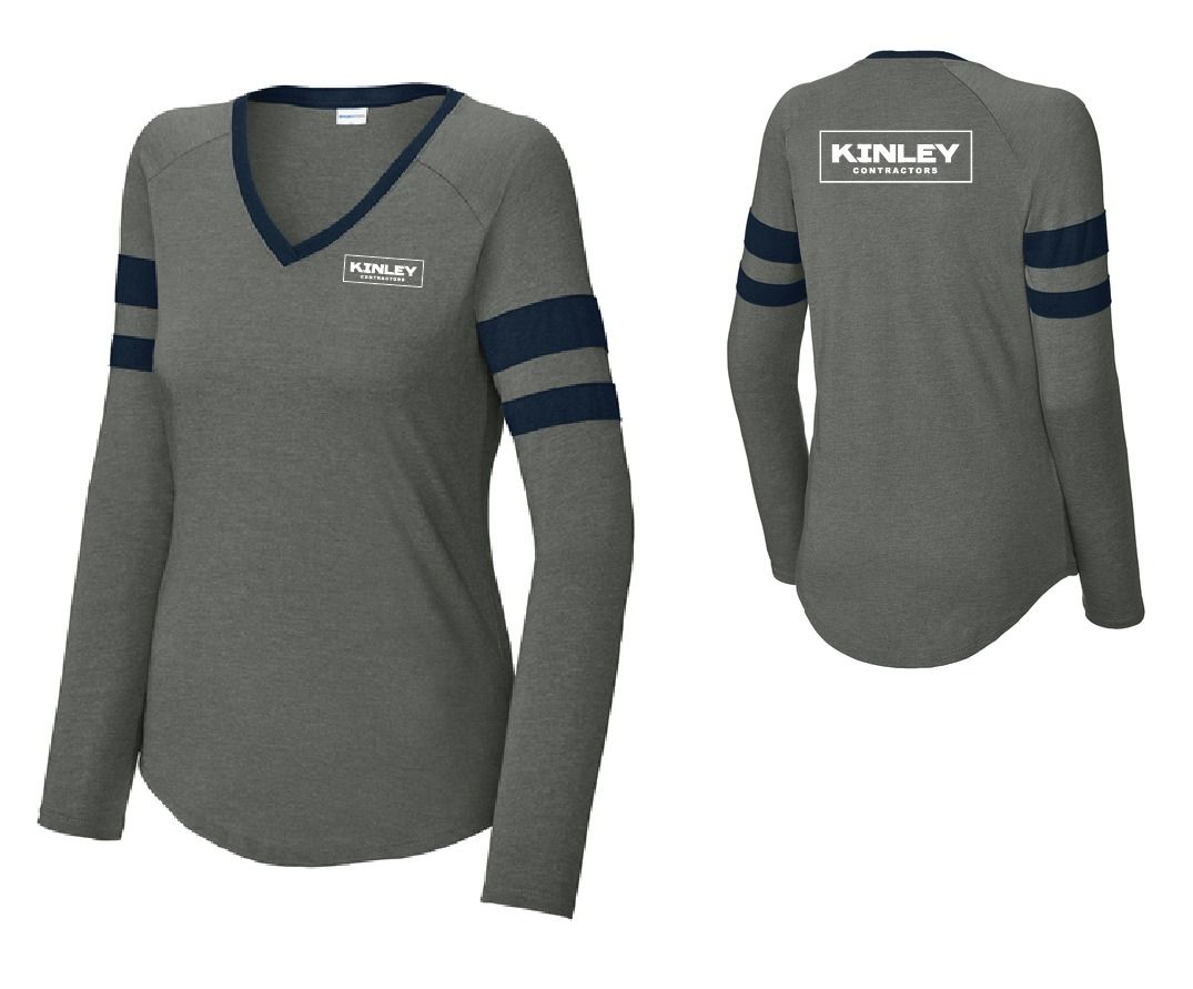 Kinley Women's Halftime Stripe Long Sleeve V-Neck Tee | LST6043