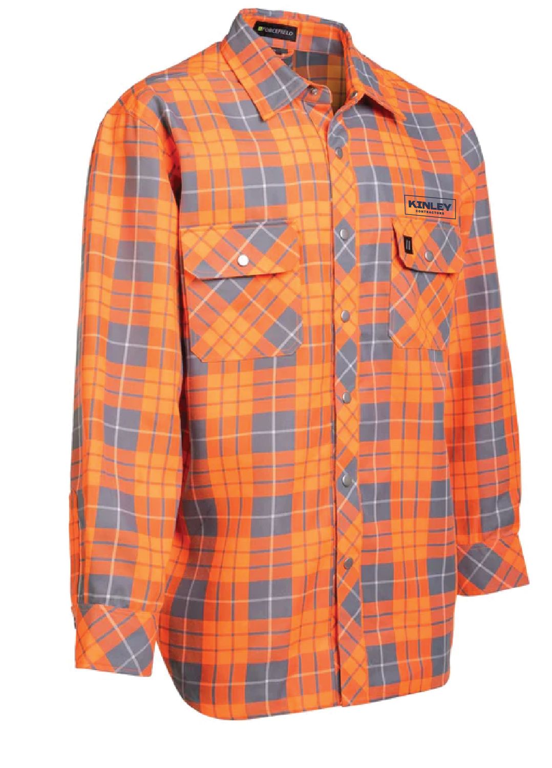 Kinley Forcefield Hi Vis Grey Shadow Plaid Unlined Flannel Shirt