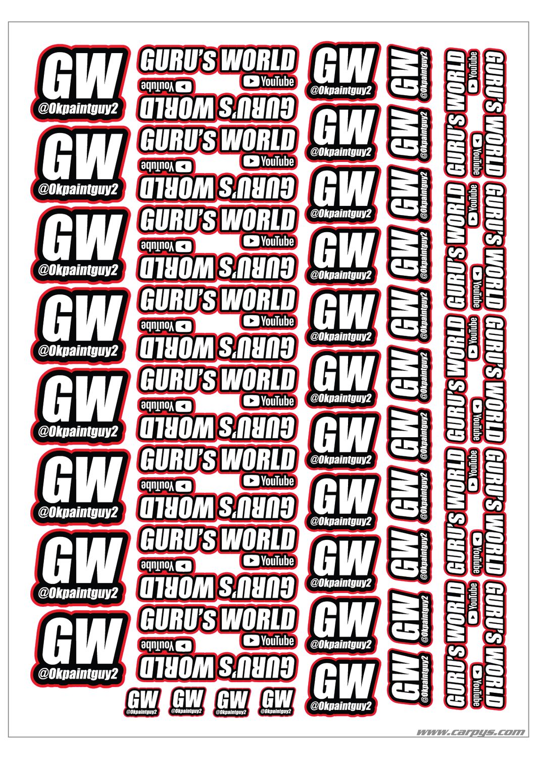 Gurus World Red Sticker Pack