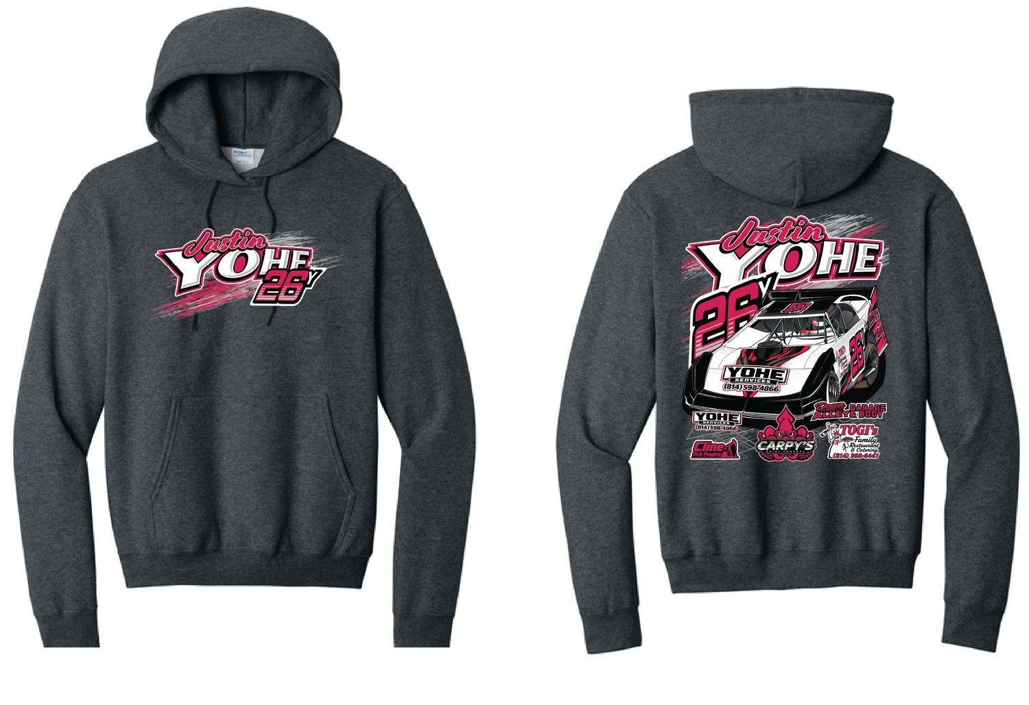 2026 Justin Yohe Hoodie | PC78H Dark Heather Grey