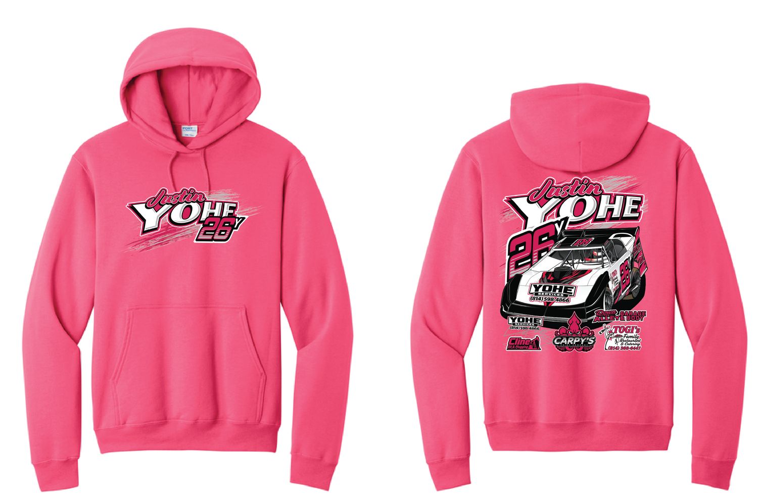 2026 Justin Yohe Hoodie | PC78H Neon Pink