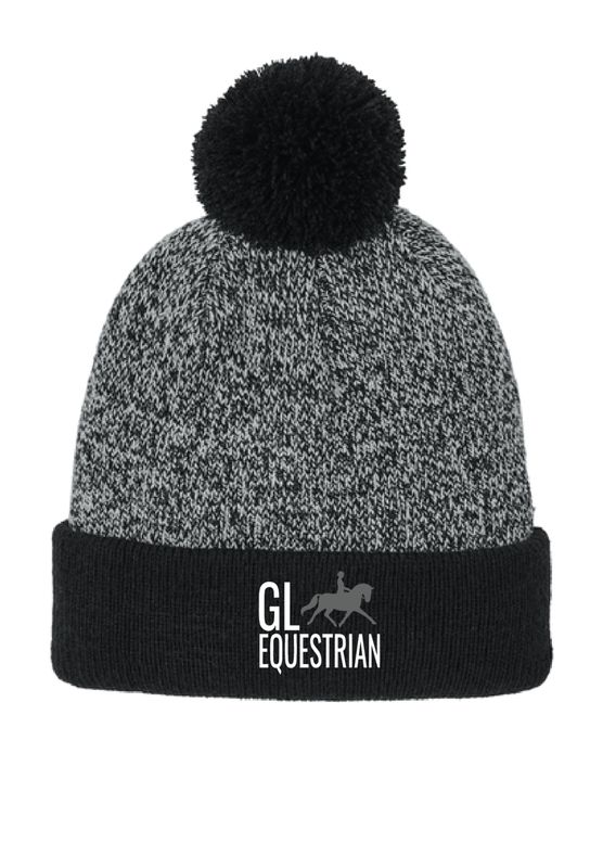 GL Equestrian Pom Beanie | STC68 Black/Silver