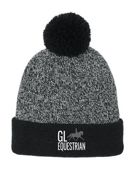 GL Equestrian Pom Beanie | STC68 Black/Silver