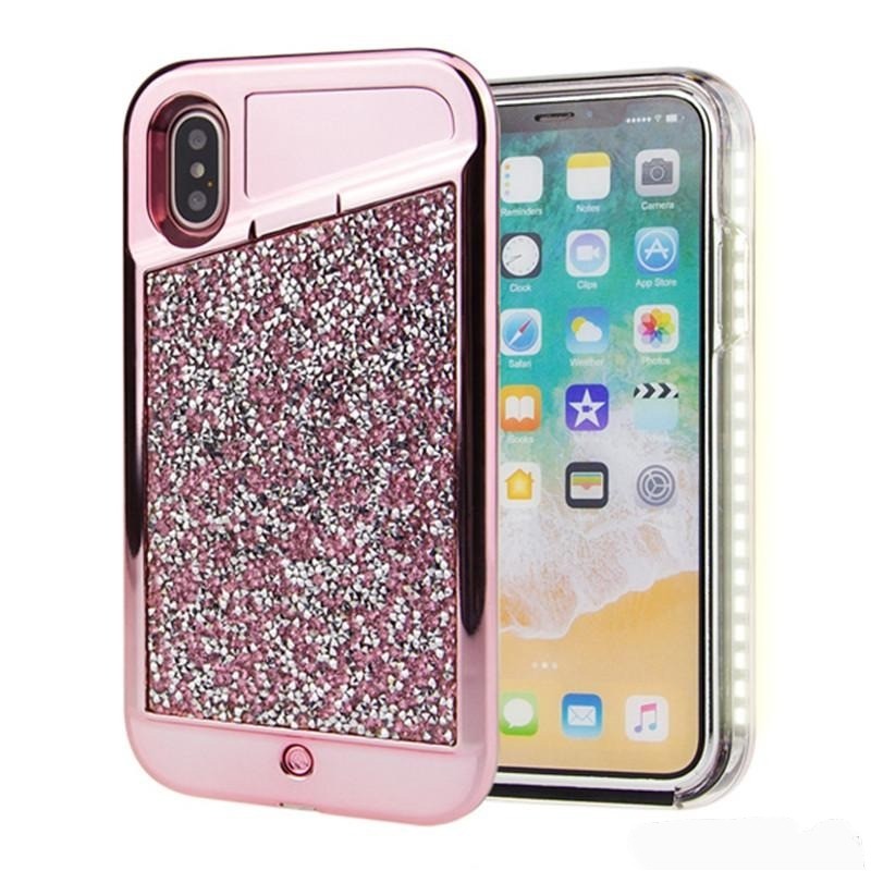 Rhinestone Selfie Case For iPhone 6/7/8 (Hot Pink)