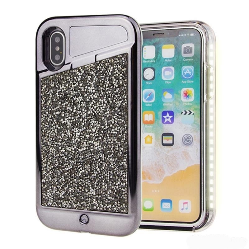 Rhinestone Selfie Case For iPhone 6/7/8 (Black)