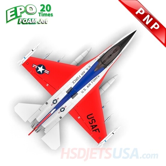 HSDJETS HF-16 V2.1 Foam Turbine Red white blue Colors PNP