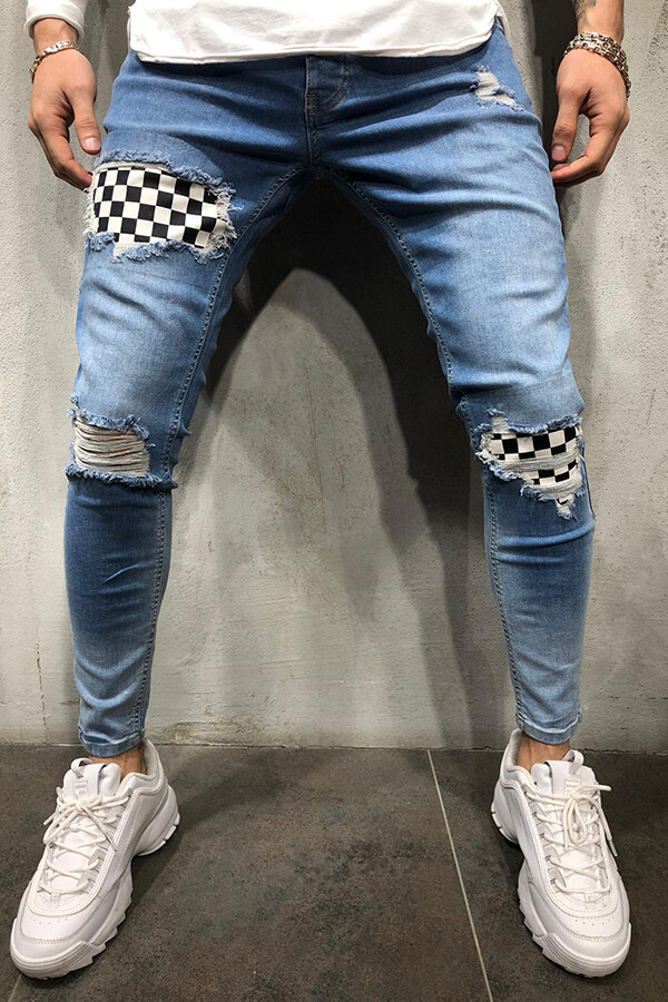 Casual Plaid Jeans