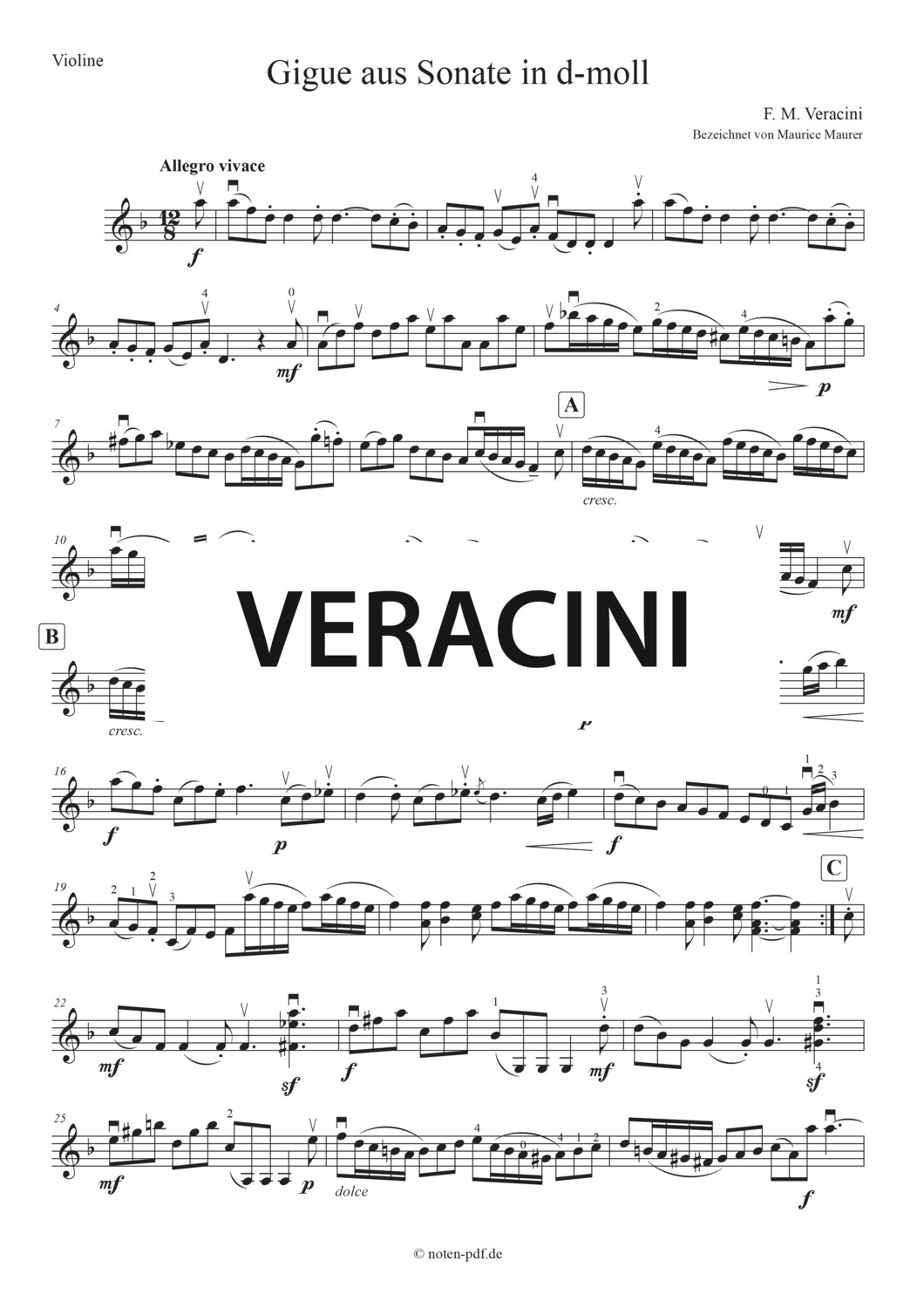 Veracini: Sonate in D minor. 4. Movement "Gigue"