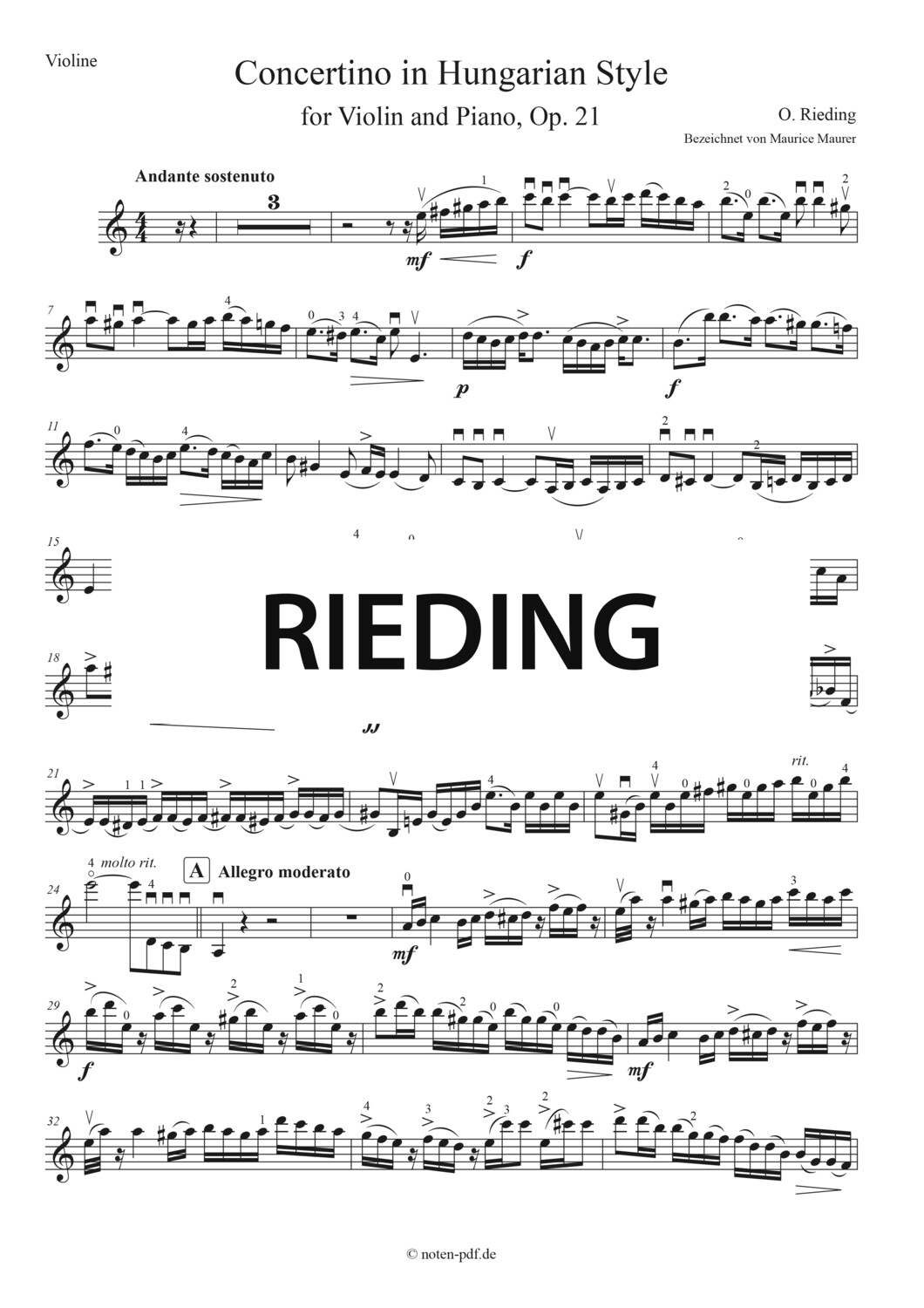 Rieding: Concerto in "Hungarian Style" Op. 21, All Movements