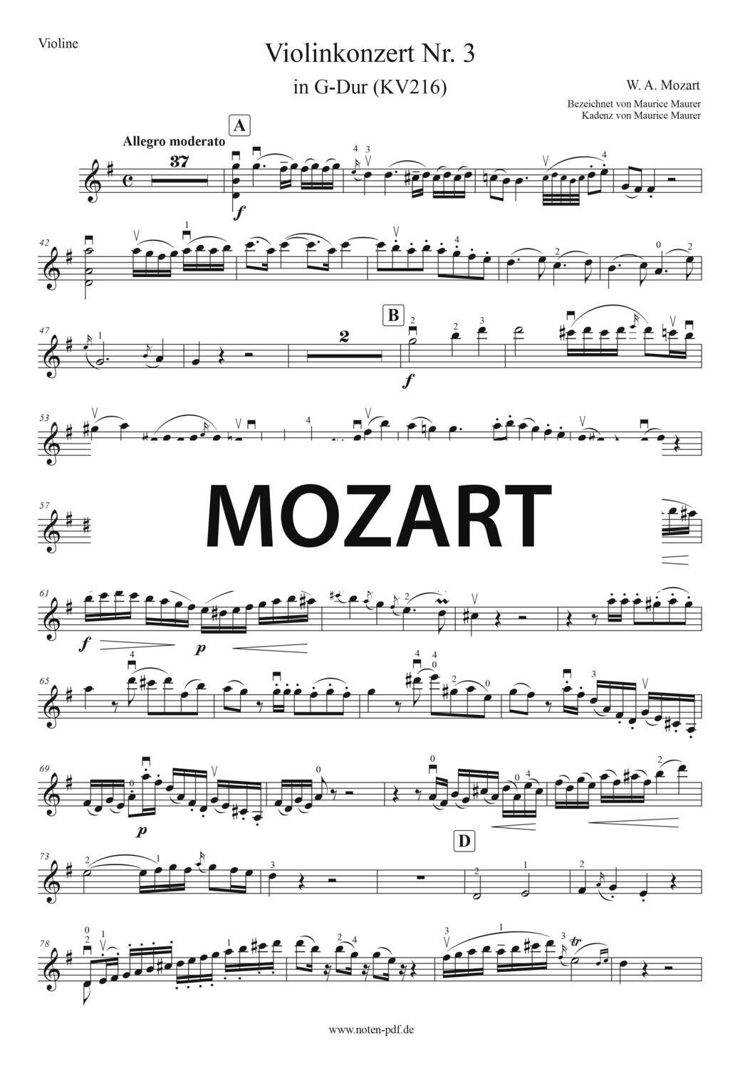 Mozart: Violin-Concerto G major KV 216 - 1. Movement + Cadenza