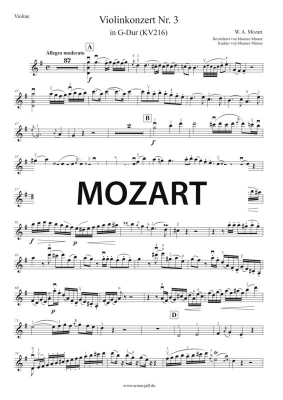 Mozart: Violin-Concerto G major KV 216 - 1. Movement + Cadenza