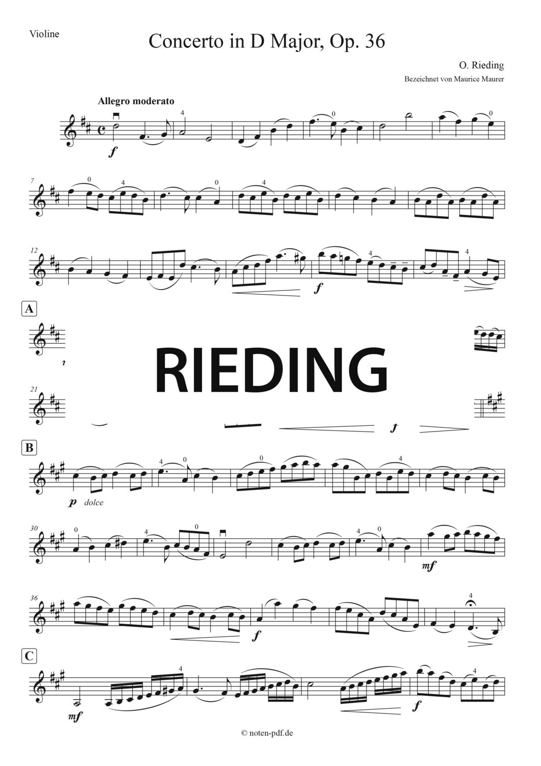 Rieding: Concerto in D Major Op. 36, All Movements