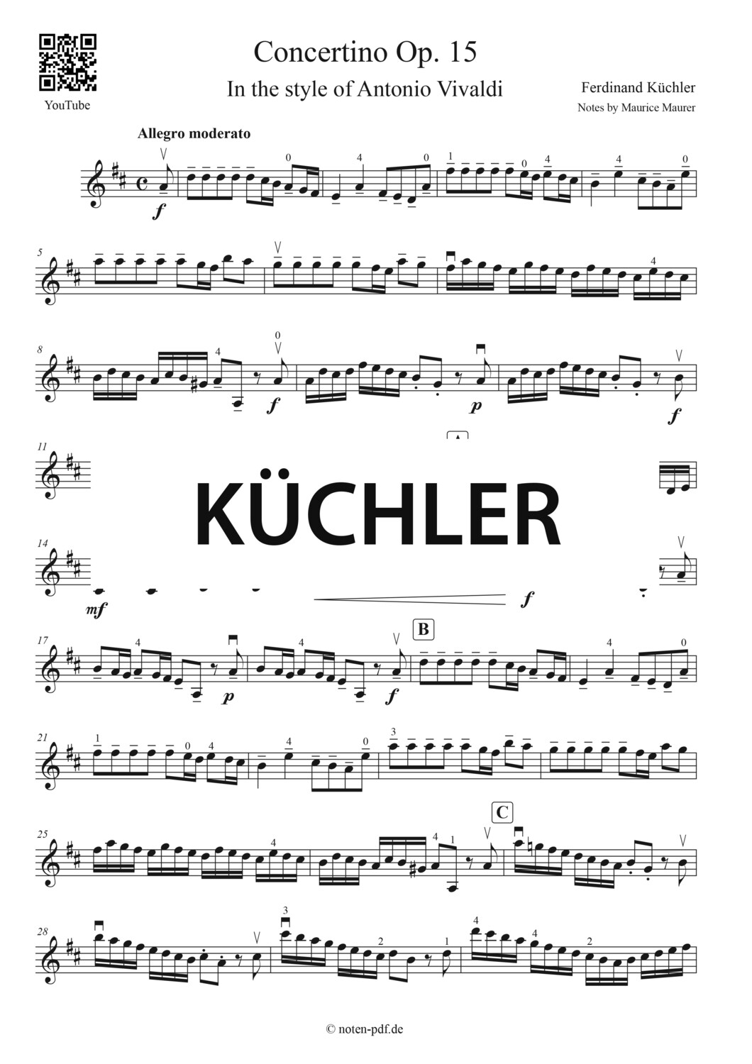 Küchler: Concertino Op. 15 - 1. Movement (Violin Sheet Music)
