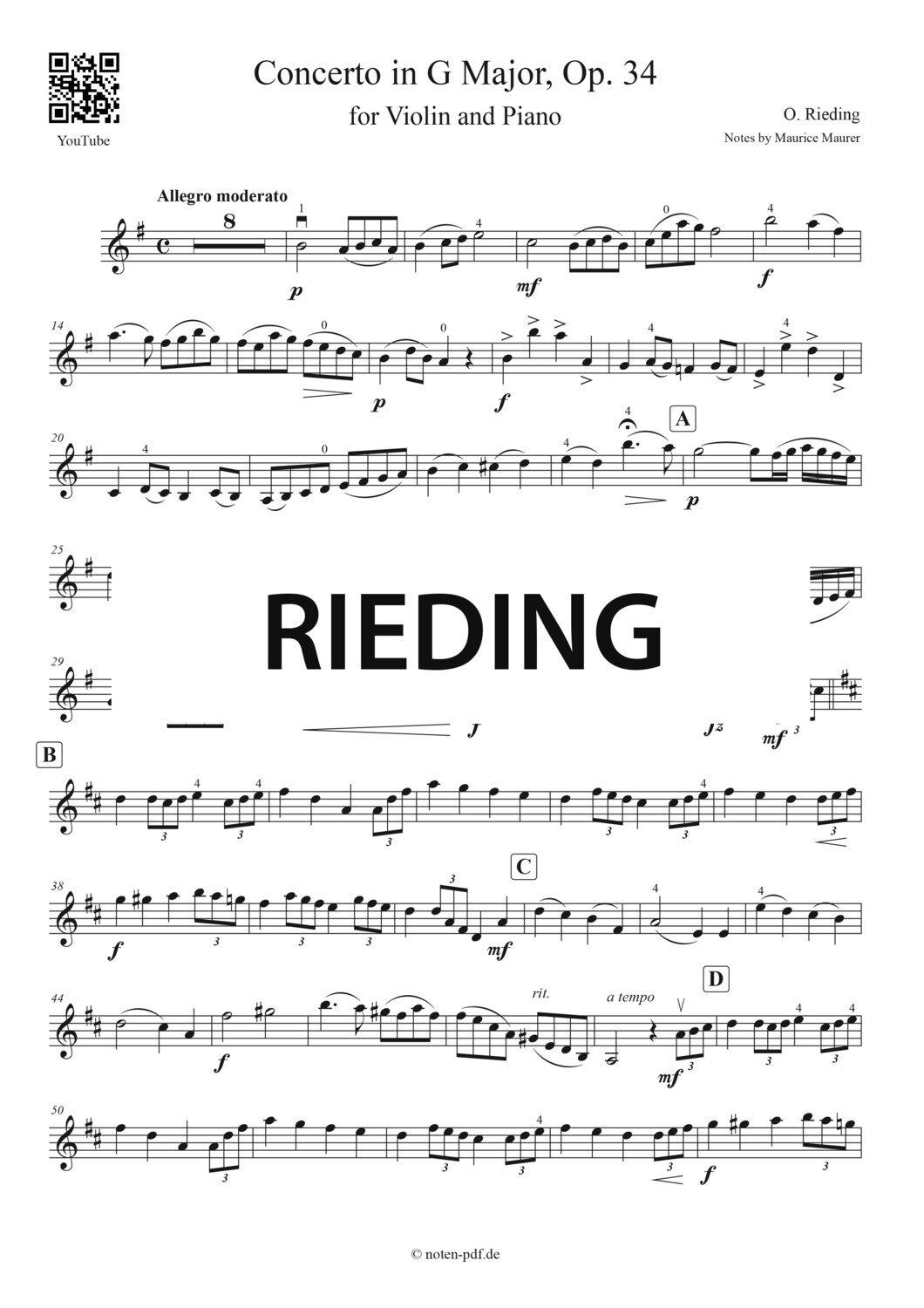 Rieding: Concerto in G Major Op. 34, 1. Movement + MP3