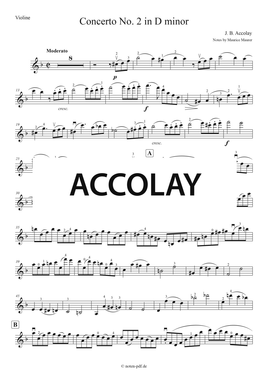 Accolay: Concerto No. 2 in D minor
