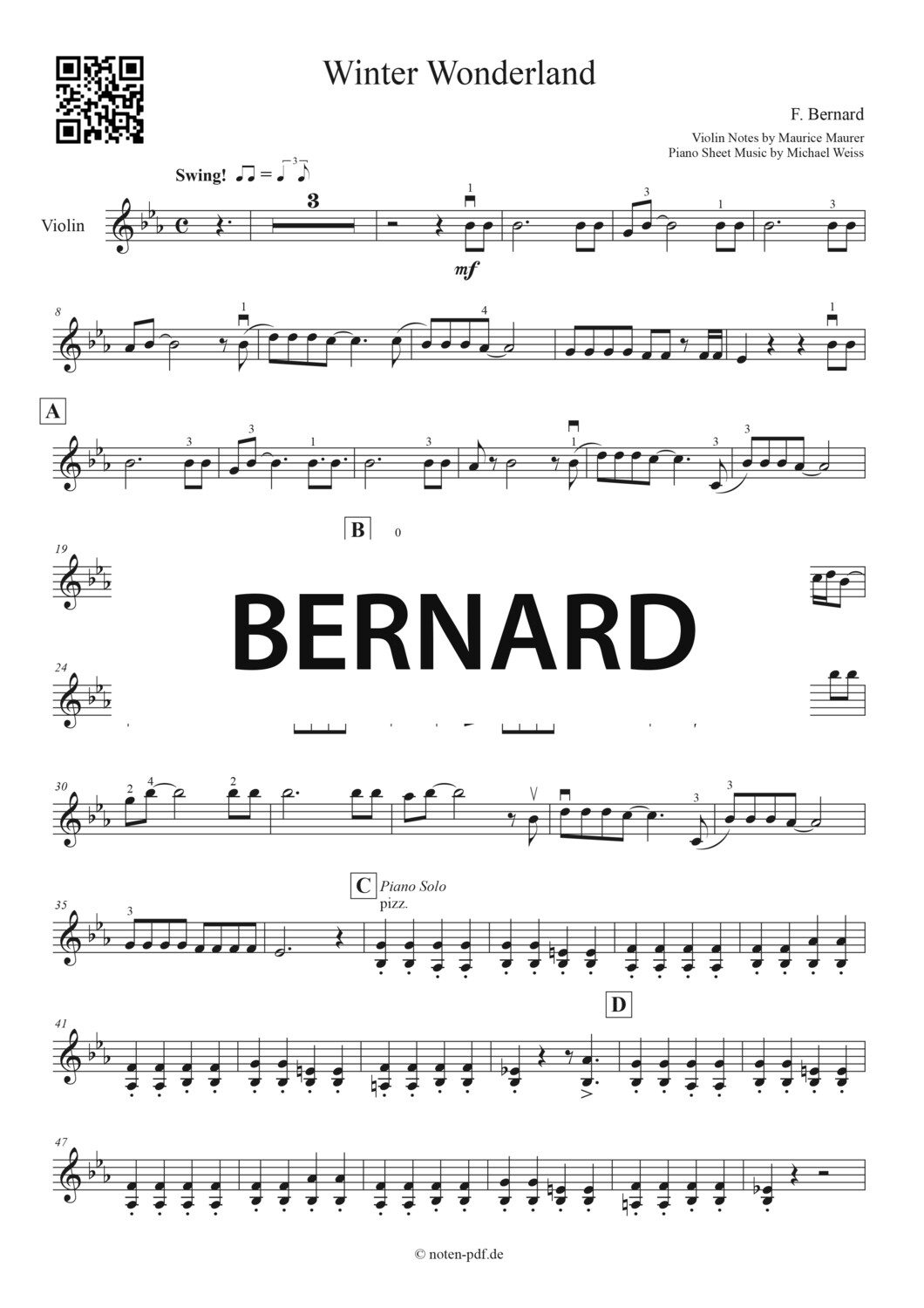 Bernard: Winter Wonderland (Violin Sheet Music)