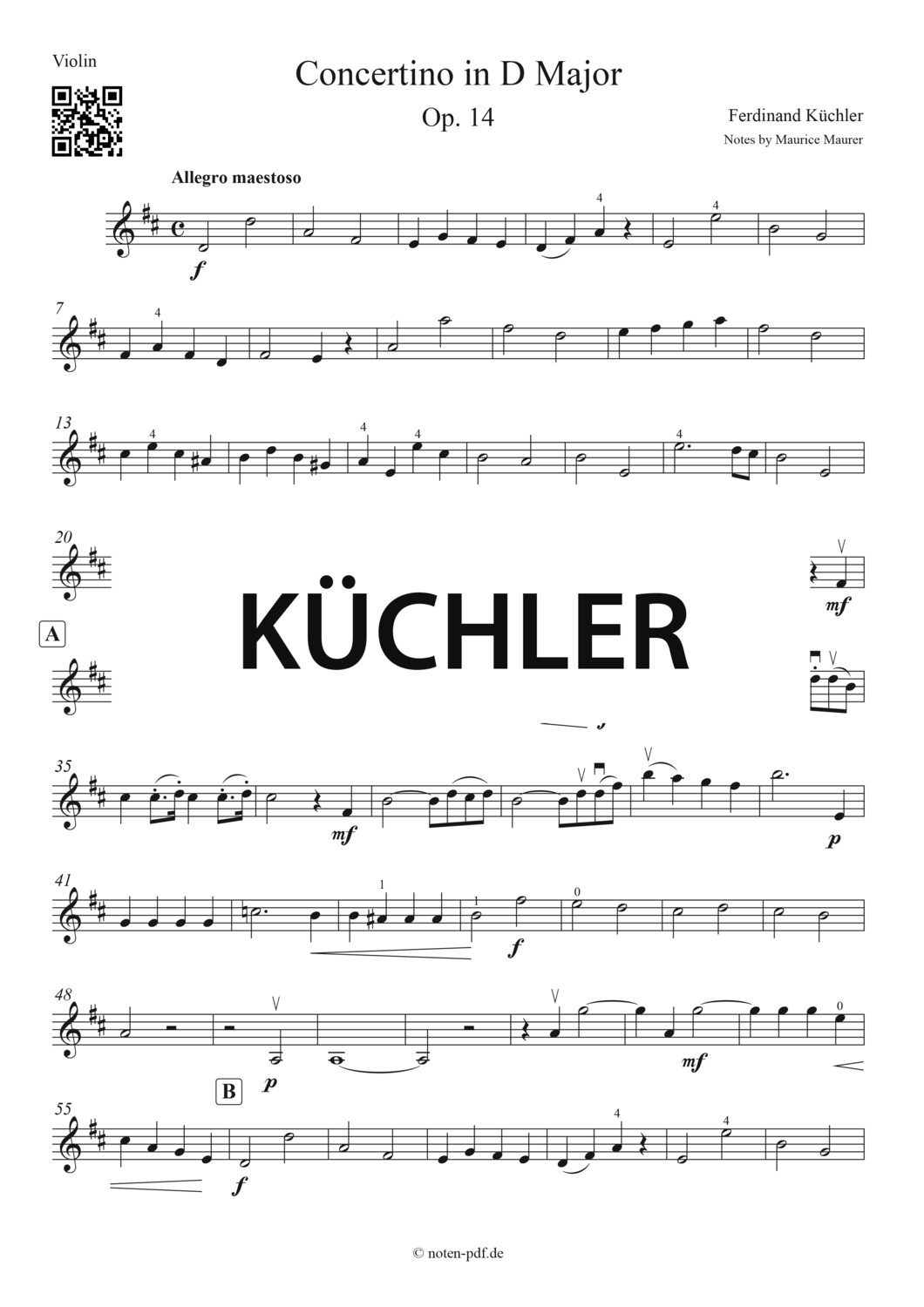 Küchler: Concertino Op. 14 - 1. Mov. (Violin Sheet Music)