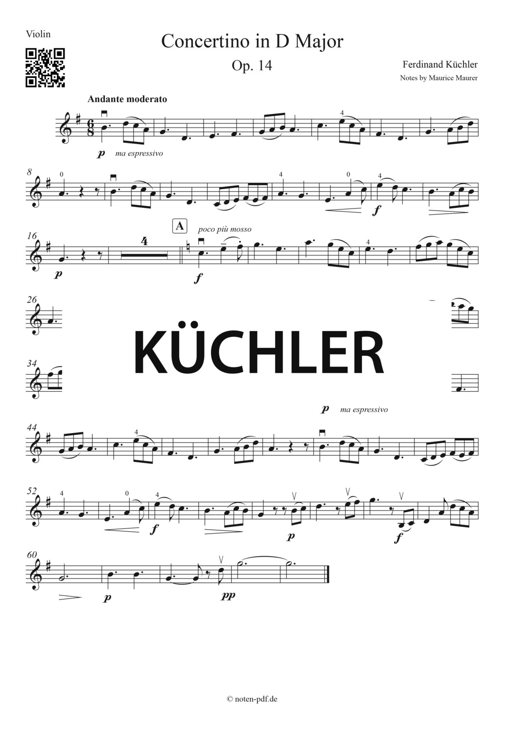 Küchler: Concertino Op. 14 - 2. Mov. (Violin Sheet Music)