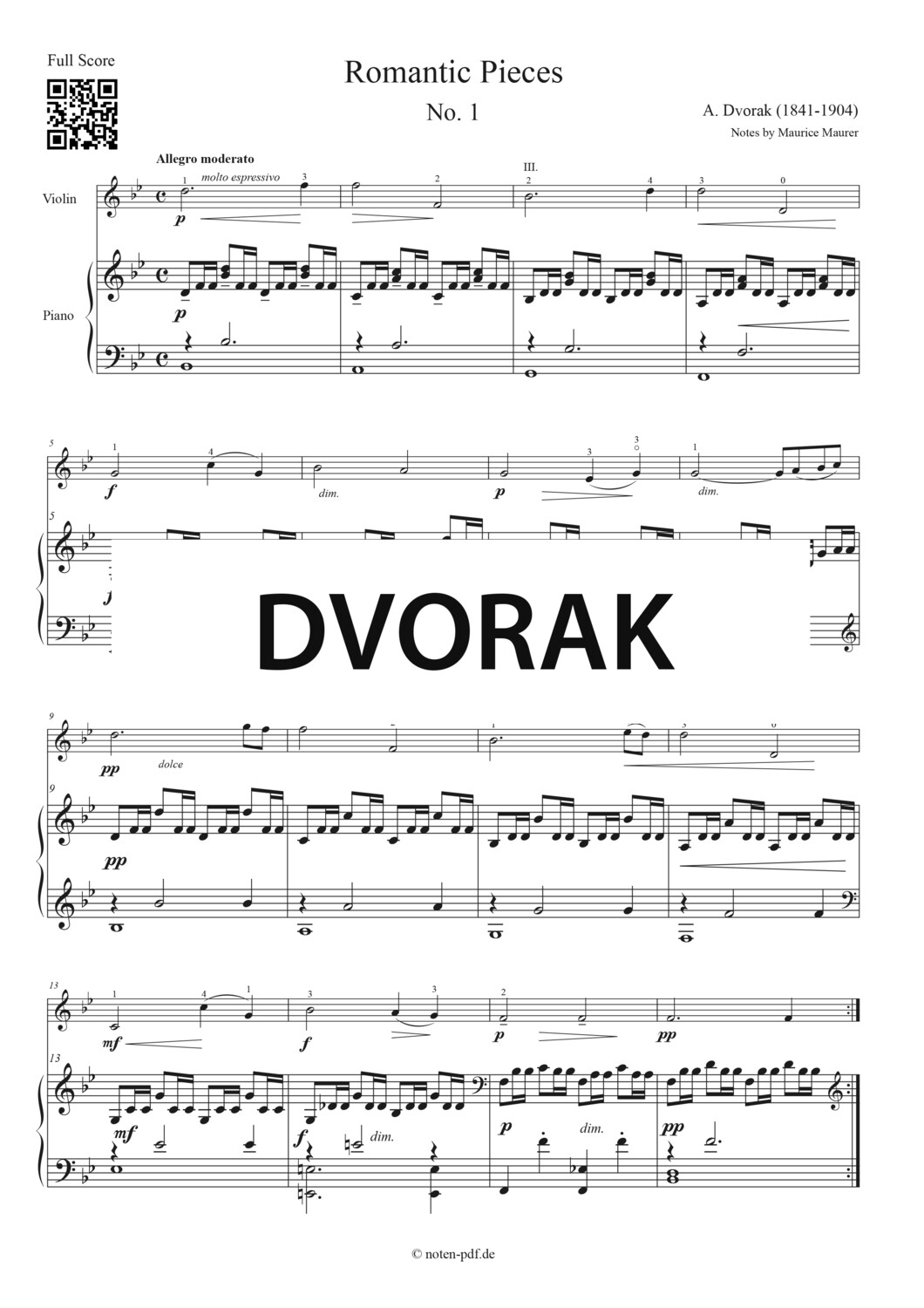 Dvorak: Romantic Pieces - No. 1
