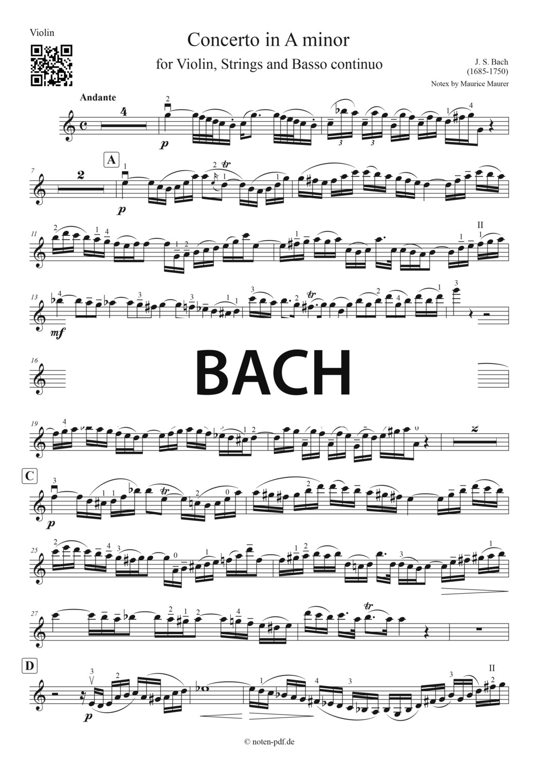 Bach: Concerto in A minor - 2. Movement