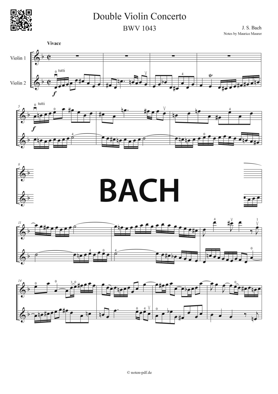 Bach: Double Violin Concerto - 1. Movement + MP3